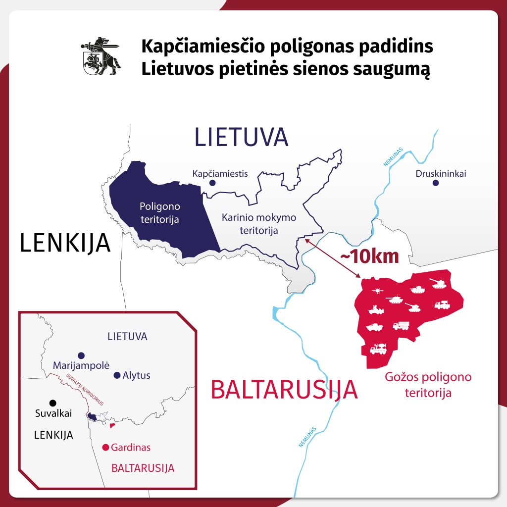 Kapčiamiesčio poligono žemėlapis ir strateginė reikšmė pietinės sienos saugumui