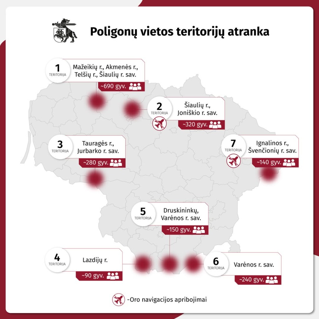 Poligonų vietos teritorijų atrankos žemėlapis